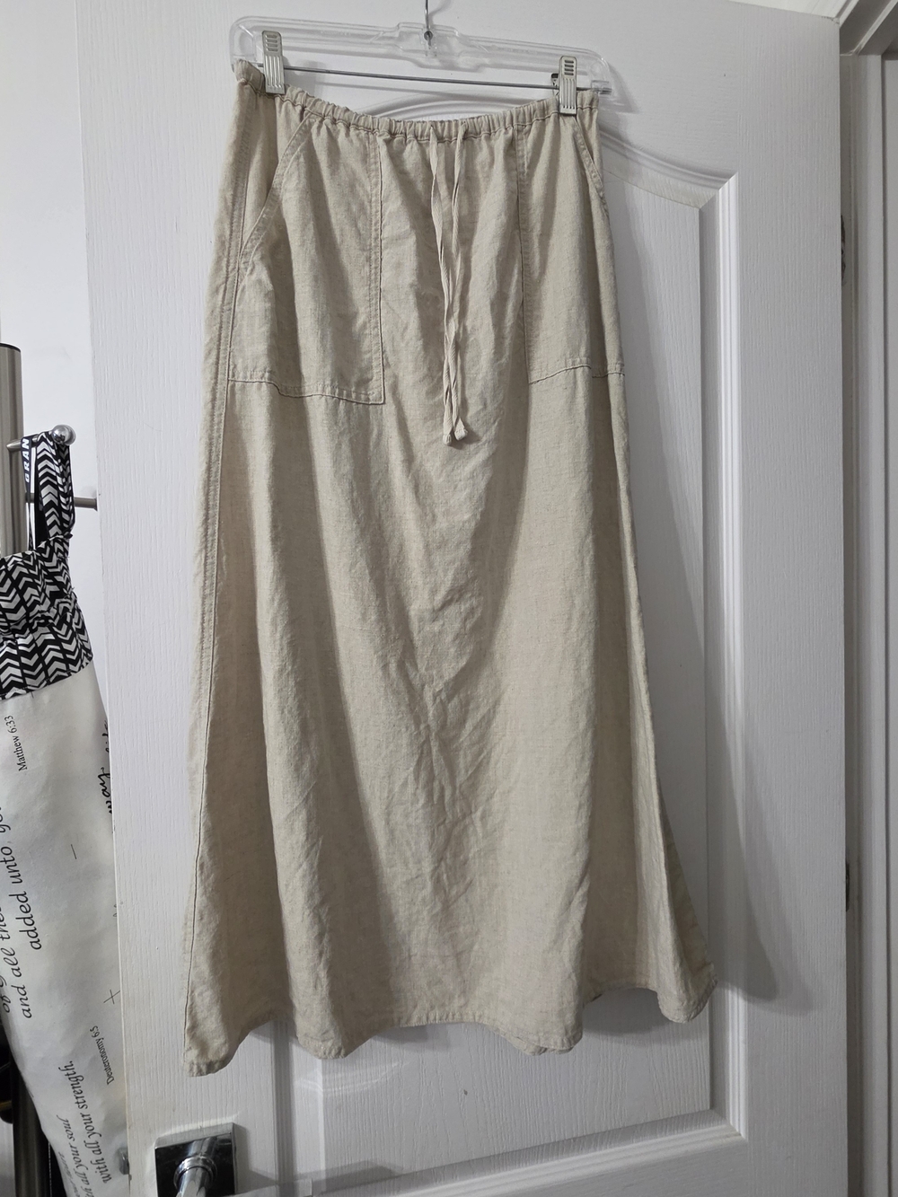 100% Linen Maxi Skirt in Beige